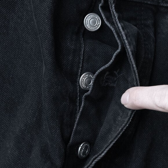 We the Free Taper Baggy Boyfriend Jeans Grunge Goth Charcoal Black Ankle Fray - Picture 10 of 15